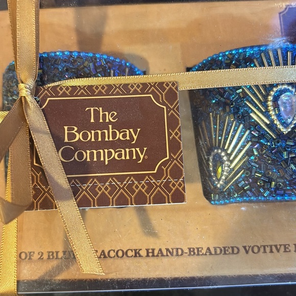 The Bombay Company Blue Peacock Votive Holders - Picture 2 of 4